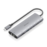 Aisens Usb-C Dock 8 En 1, Usb-C A 1xhdmi, 1xrj45, 1xusb-A 10g, 2xusb-C 10g, 1xsd, 1xmicro Sd, 1xusb-C Pd 100w, Gris, 20cm