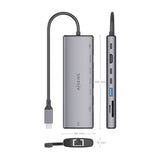 Aisens Usb-C Dock 8 En 1, Usb-C A 1xhdmi, 1xrj45, 1xusb-A 10g, 2xusb-C 10g, 1xsd, 1xmicro Sd, 1xusb-C Pd 100w, Gris, 20cm