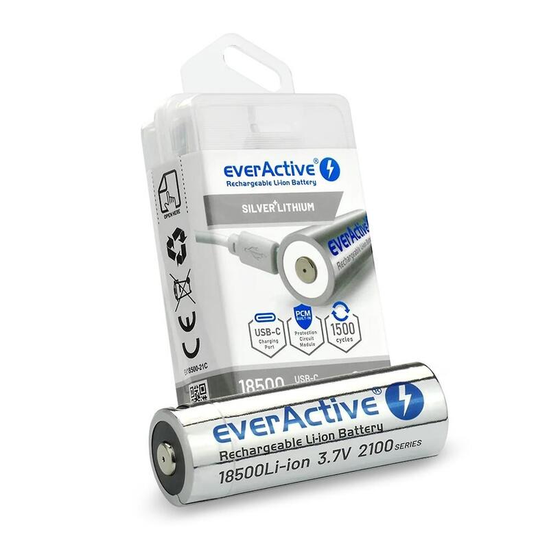 Akumulator Everactive 18500 2100mah Usb-C !Box