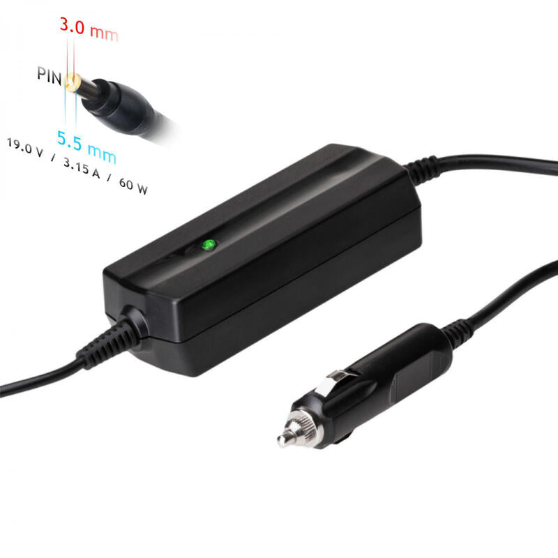 Akyga Cargador Para Coche Para Portátil Ak-Nd-38 19v/3.16a 60w 5.5x3.0 Mm + Pin Samsung