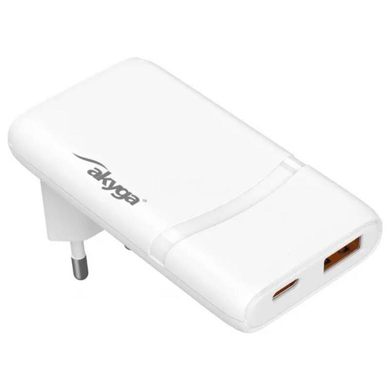 Akyga Wall Charger Ak-Ch-31 65w Usb-C Usb-A Pd Gan 5-20v 1.35-3a White