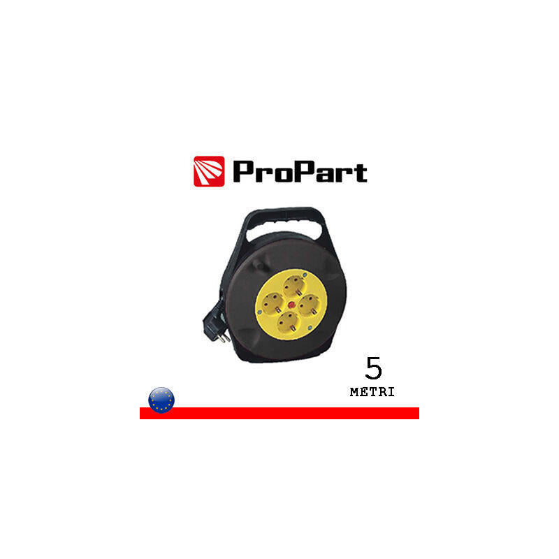 Alargador Enrollable  4 Tomas Schuko 5m