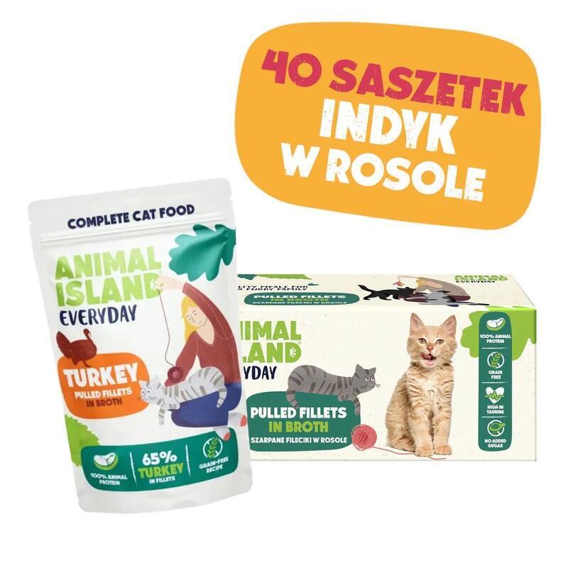 Alimento Para Gatos Animal Island Sabor Pavo En Envase Individual De 40 X 85 G.