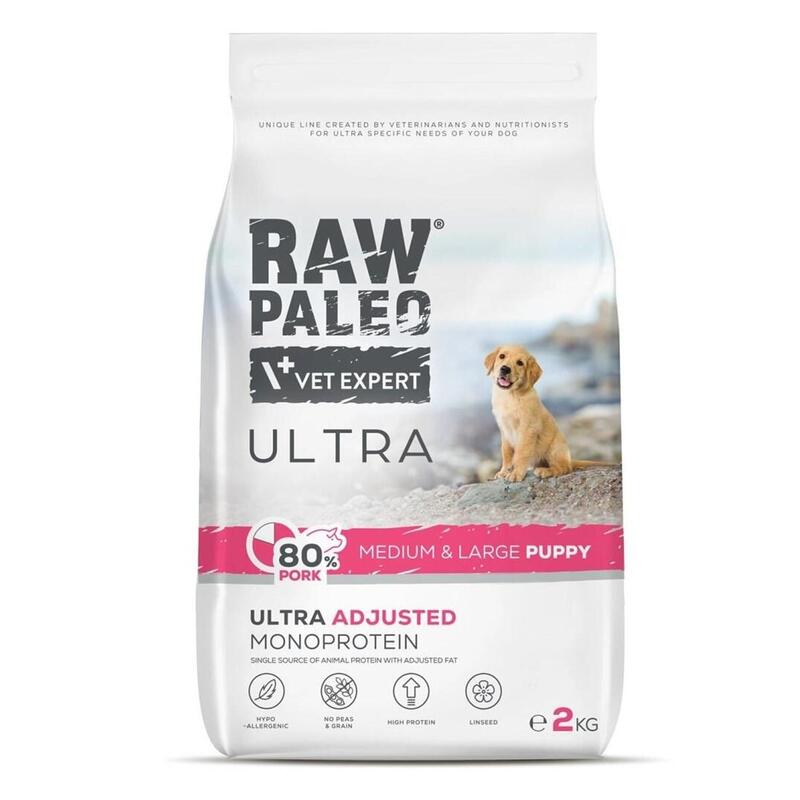 Alimento Seco Para Perros Raw Paleo Ultra Pork Medium & Large Puppy  2kg