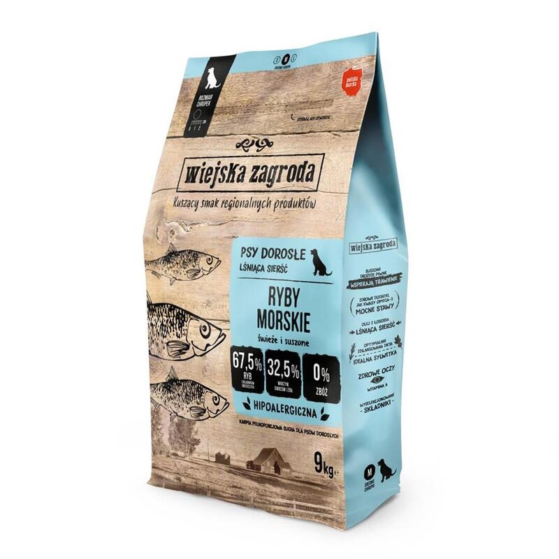Alimento Seco Para Perros Wiejska Zagroda Pescado De Mar Crujiente M  9 Kg