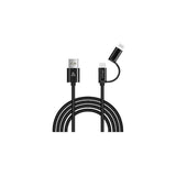 Alkaya Speed Flex 2 In 1 Usb-A - Usb-C + Lightnig Hochglanz 15w/12w, 1 M Negro