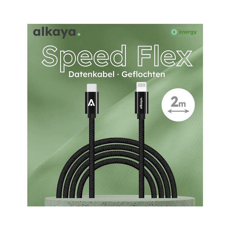 Alkaya Speed Flex Cable Usb-C A Lightning 2 M Negro