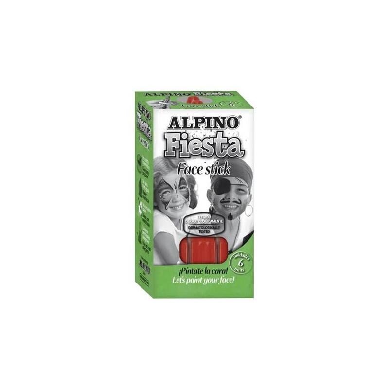 Alpino Fiesta Face Stick Pack Con 6 Barritas De Pintura Facial - Sistema Retractil Giratorio - Se Lava Con Agua -