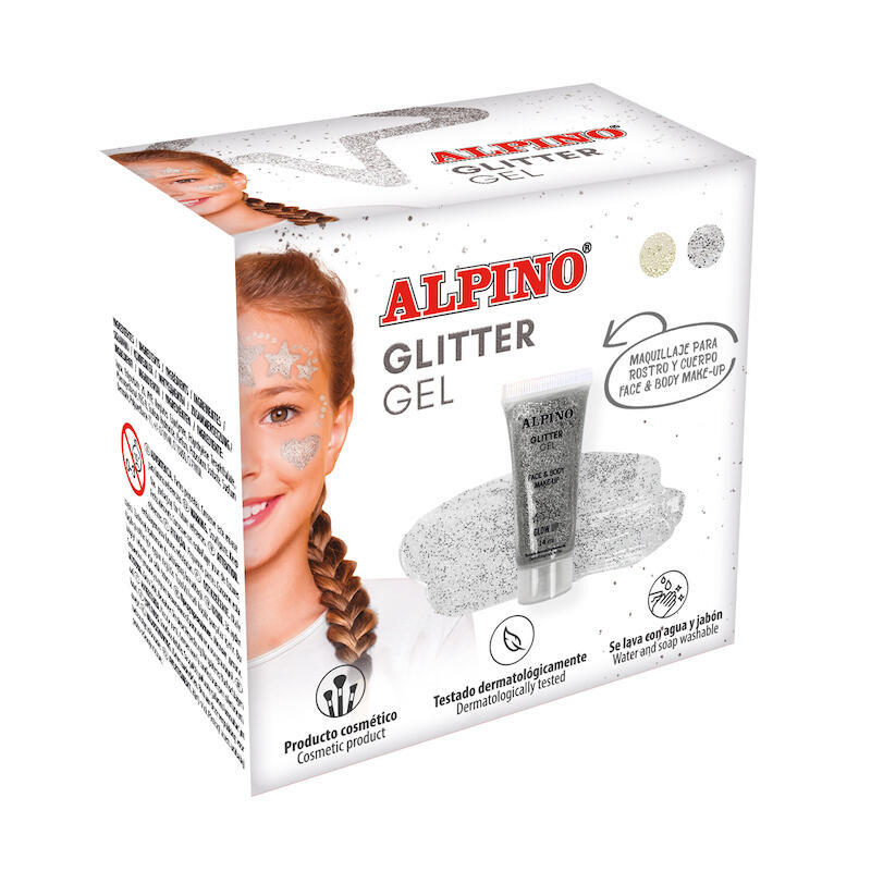 Alpino Gel Transparente Con Purpurina Glitter Plata