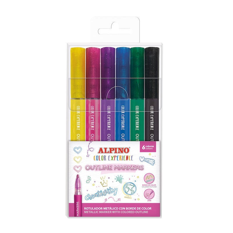 Alpino Rotulador Metálico Creativity Borde De Color 2mm Estuche De 6 C/Surtidos