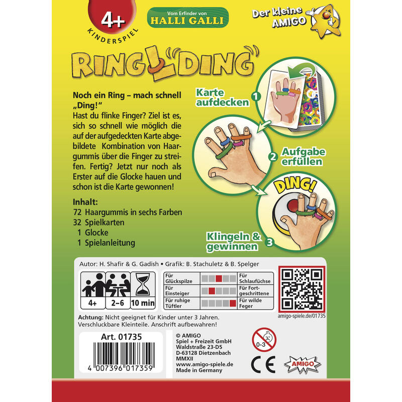 Amigo Ringlding Juego De Mesa Habilidad Motriz Fina (Destreza) Version Alemana
