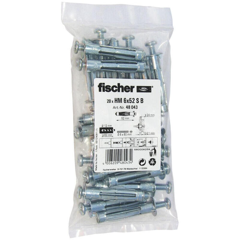 Anclaje Fischer  Metálico Para Cavidades Hm 6x52 Sb 48043