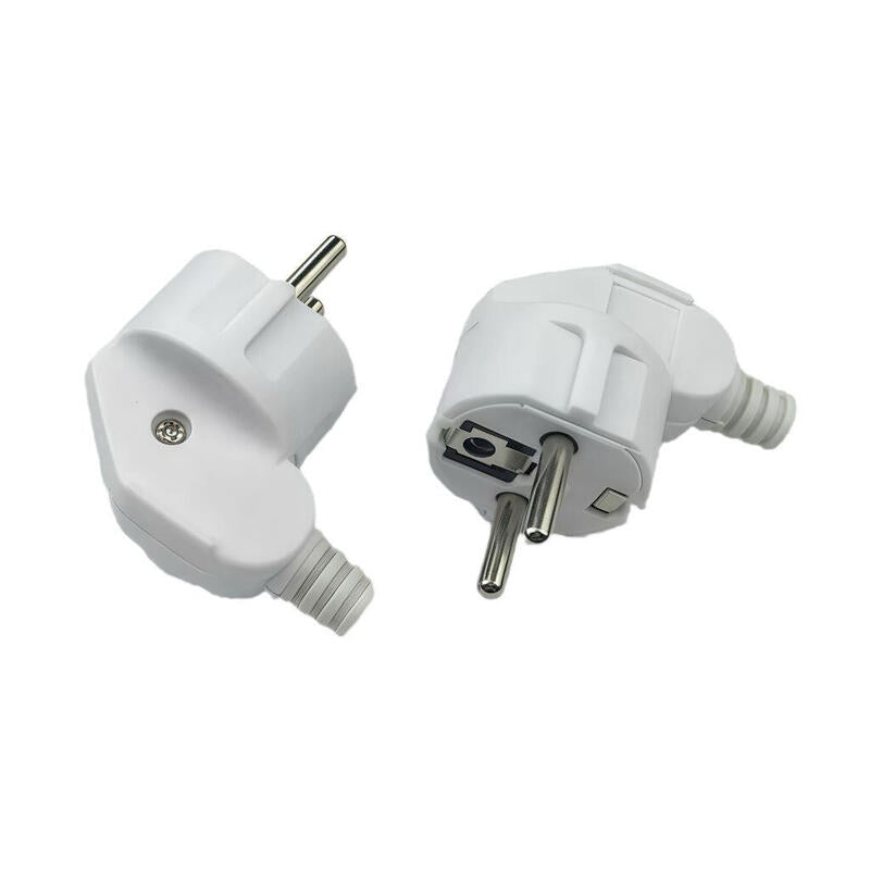 Angled Schuko Power Plug,  White, 16a 250v