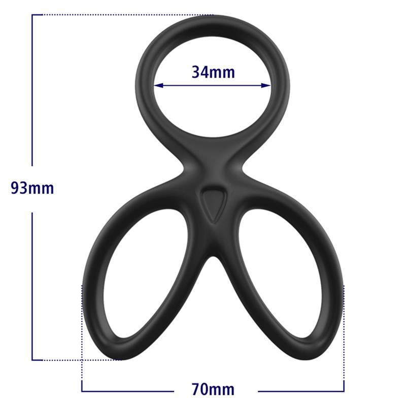 Anillo Triple Pene Y Testículos Silicona Líquida Flexible