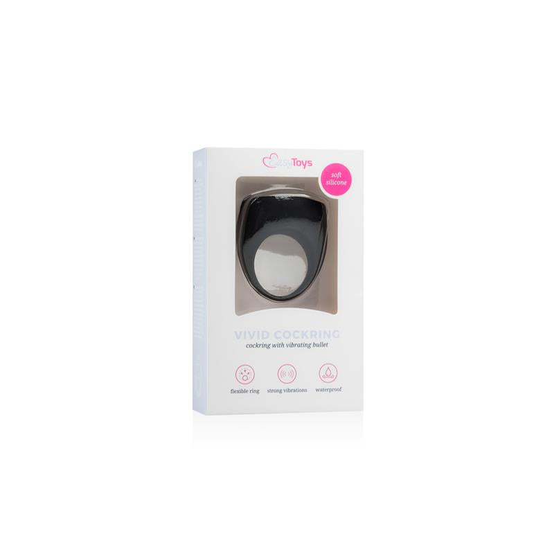Anillo Para Pene Con Vibración  Silicona - Negro