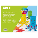 Apli Bloc De 10 Cartulinas 170gr - Libre De Acidos - Ideal Para Manualidades Y Uso Escolar - Colores Surtidos