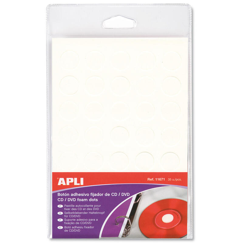 Apli Boton Fijador Blanco Para Cd/Dvd 35 U.