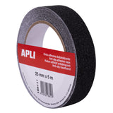 Apli Cinta Antideslizante 25mm X 5m - Resistente Al Agua Y Al Desgaste - Facil De Cortar Y Aplicar - Negro