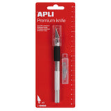 Apli Cuchillo Hobby De Precision Premium - 15mm - Hoja De Acero Inoxidable - Acabado Soft - Reemplazo Facil De Cuchilla - Incluye 3 Cuchillas De Recambio