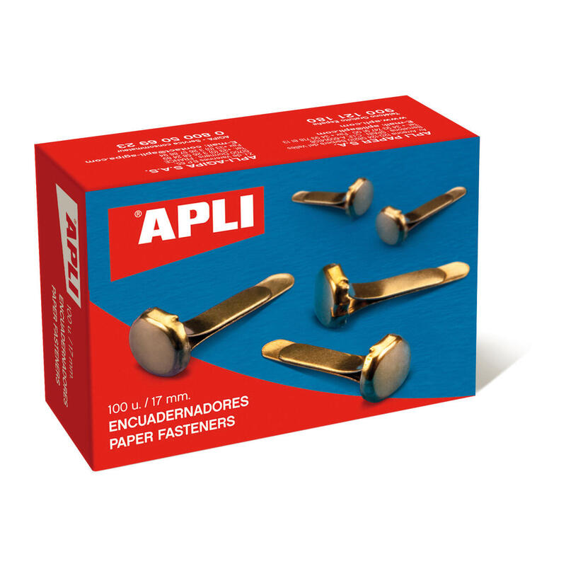 Apli Encuadernadores Metálicos Sin Arandela Dorados 17mm - 100ud-