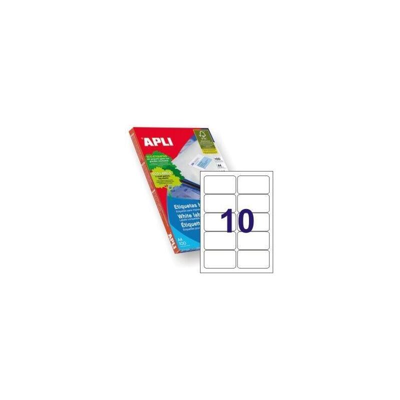 Apli Etiquetas Adhesivas 99,1x57mm Inkjet/Láser C/Romos 10 X 100h Blanco