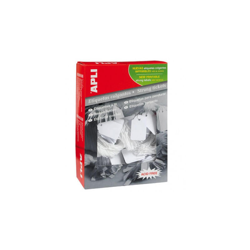 Apli Etiquetas Colgantes Con Hilo 18x29mm Caja De 1000 Blanco