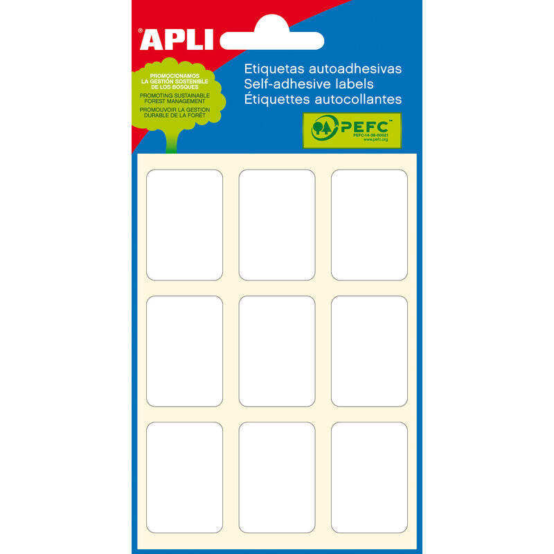 Apli Etiquetas Minibolsa Blancas 22.0 X 32.0mm 6 Hojas