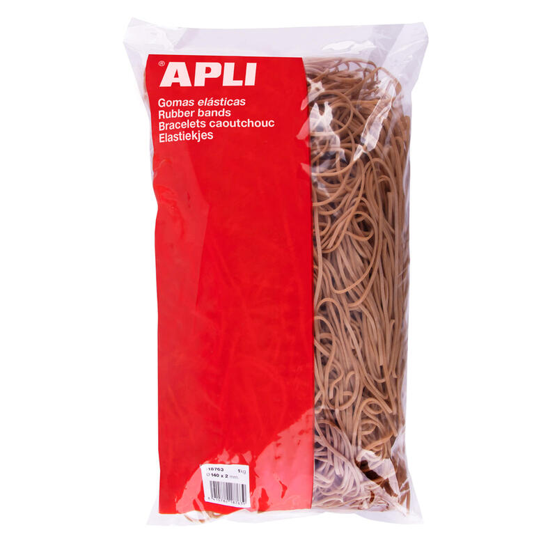 Apli Gomas Elasticas Ø 140 X 2mm - 1kg De Contenido - Gran Elasticidad Y Resistencia - 70% De Caucho Natural