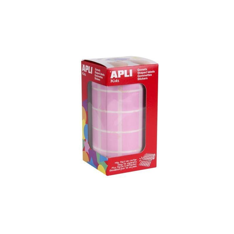 Apli Gomets Cuadrados 20mm Rollo Rosa -Rollo 1770 Unidades-