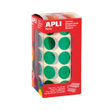 Apli Gomets Redondos Ø 20mm Verde Metalizado - 59 Hojas Pretroqueladas - Adhesivo Permanente - Normas En-71 Y Fsc - Adhesivo Base Agua - Materiales Reciclables