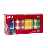 Apli Gomets Redondos Ø 33mm - Pack De 4 Rollos Con 2832 Gomets - Adhesivo Permanente - Ideal Para Desarrollar Habilidades En Guarderias