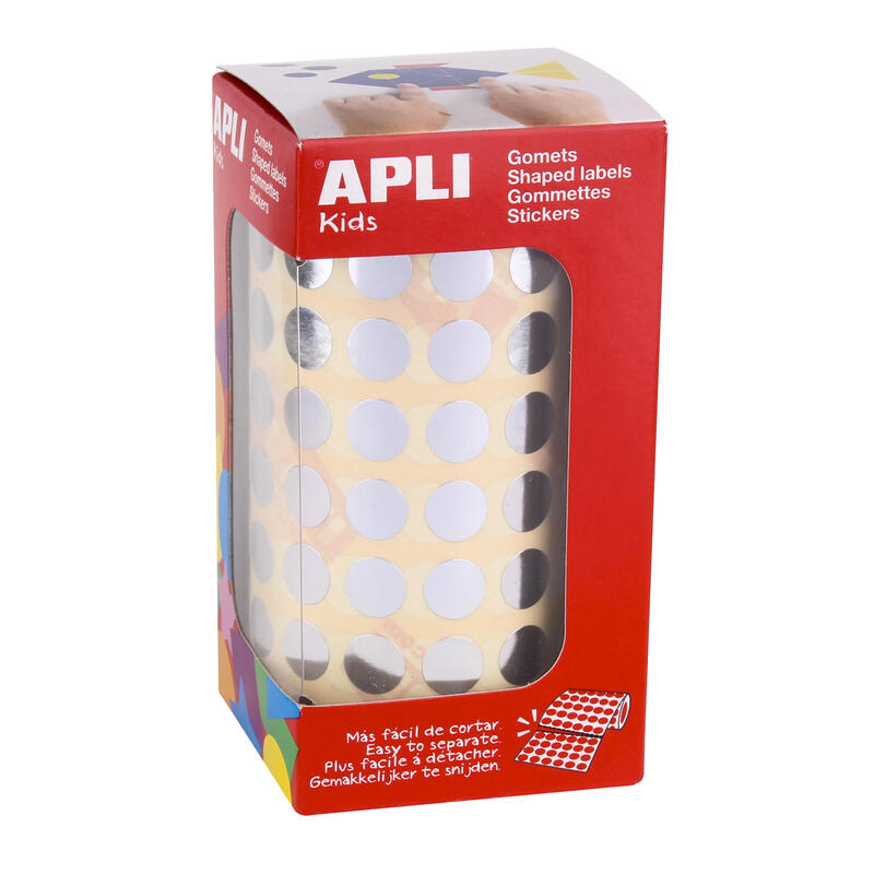 Apli Gomets Redondos Plata Metalizado - Ø 10.5mm - 5192 Unidades Por Rollo - Desarrolla Habilidades Y Capacidades En Niños