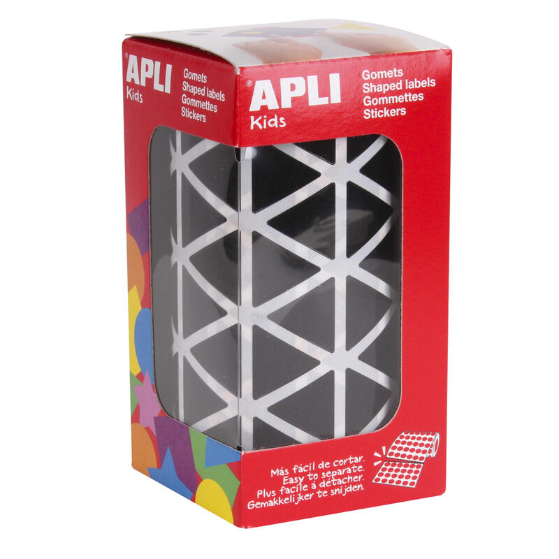 Apli Gomets Triangulares Negros - Tamaño 20 X 20 X 20mm - Adhesivo Permanente - 2832 Gomets Por Rollo - Ideal Para Escuelas Y Talleres Infantiles