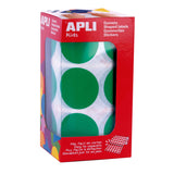 Apli Gomets Xl Redondos Verdes - Ø 33mm - Adhesivo Permanente - 708 Gomets Por Rollo