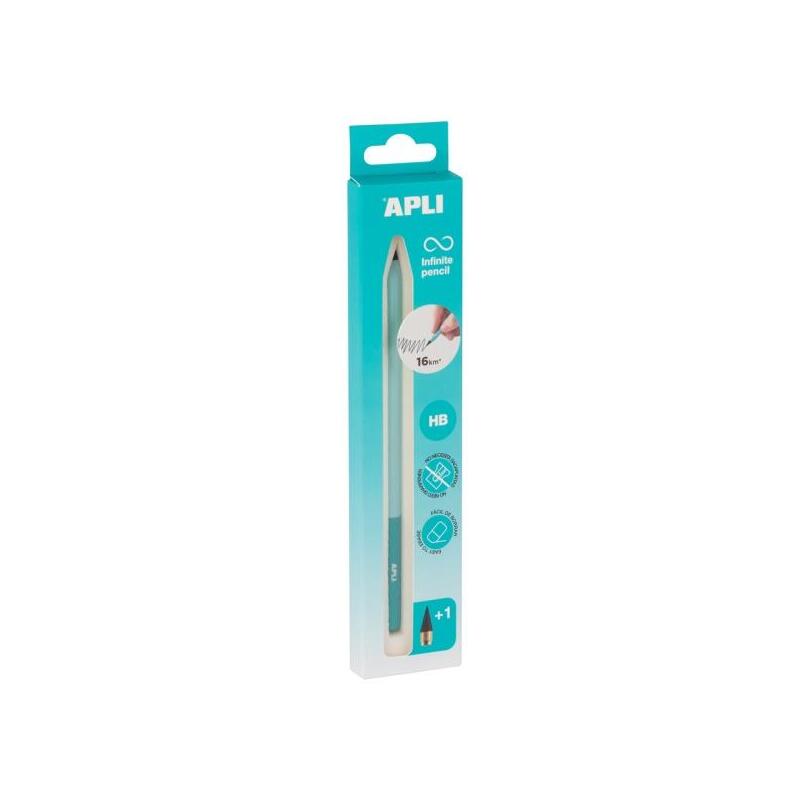 Apli Infinite Pencil Nordik Pack De Lapiz Infinito Hb + Mina De Recambio + Tapon Protector - Para Escribir Hasta 16km -