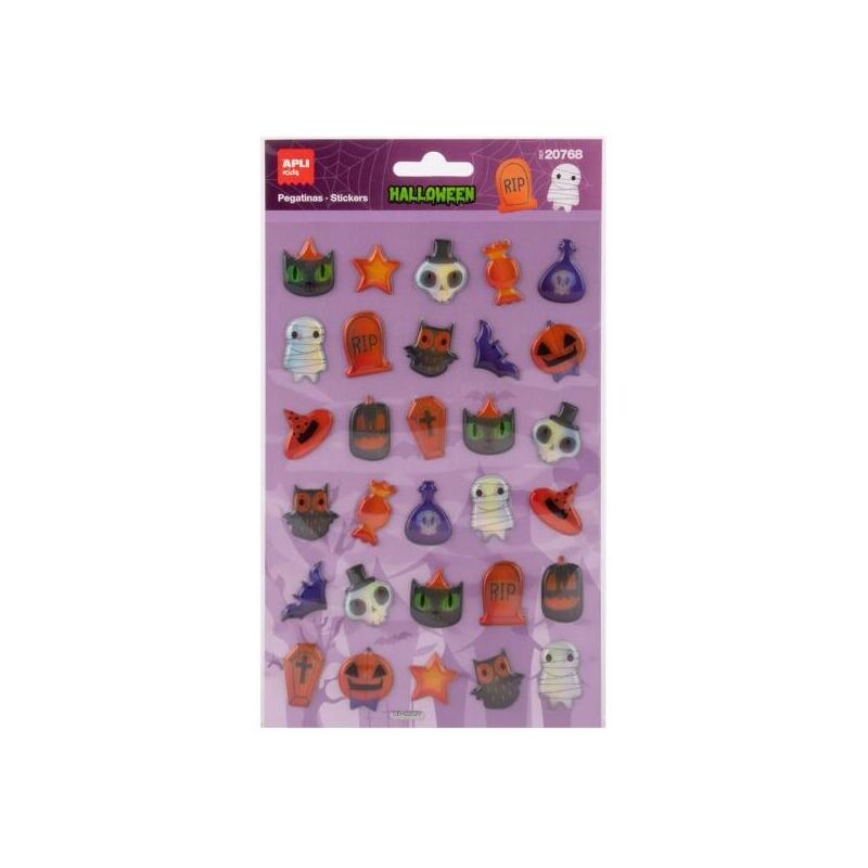 Apli Kids Pop Up Pack Con 30 Pegatinas De Halloween Con Efecto Volumen - Perfectas Para Decorar Cuadernos, Agendas,