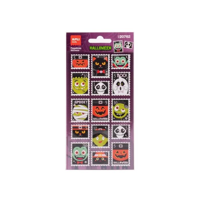 Apli Kids Sellos Pack Con 30 Pegatinas De Halloween Con Forma De Sello Postal - Perfectas Para Decorar Cuadernos,