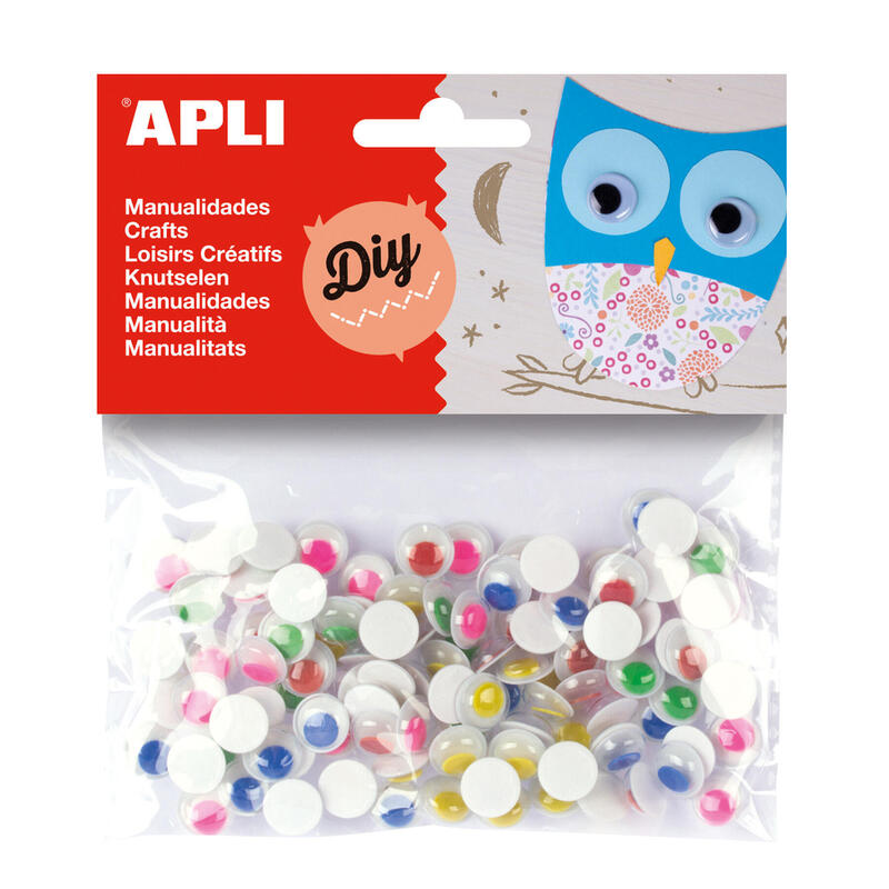 Apli Ojos Móviles Pupila Color Redondos Adhesivos Surtido Bolsa -100u-