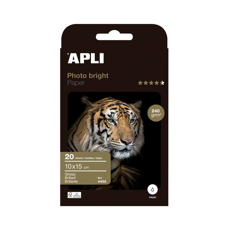 Apli Papel Fotografico Photobright 10 X 15 Cm 240g 20 Hojas