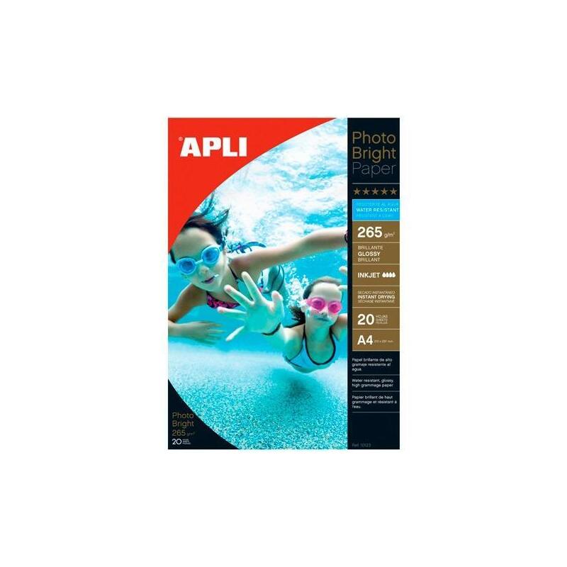 Apli Papel Fotográfico Profesional Photobright Inkjet Resistente Al Agua 260 Gr. Tamaño A4 - 20 Hojas -