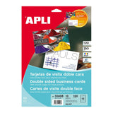 Apli Tarjetas Visita Doble Cara Blanco Para Inkjet, Láser Y Fotocopiadoras / 210 X 297mm / Microperforado 250gr 10 Hojas