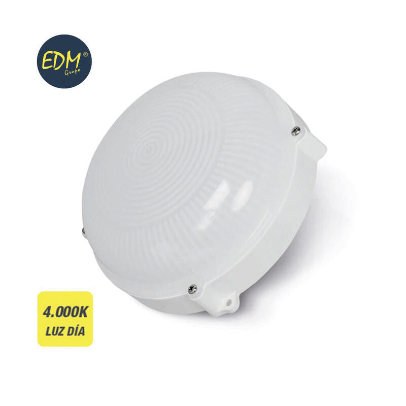 Aplique Exterior Led Circular 12w Ip65 4000k Luz Dia Ø18,8x7,5cm Edm