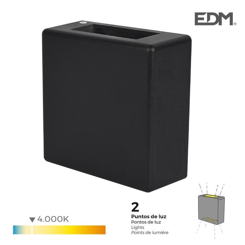 Aplique Led 3w 85lm 4.000k Luz Dia Cuadrado 2 Proyecciones Edm