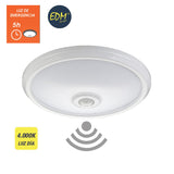 Aplique Led De Superficie Con Sensor Y Luz De Emergencia Ip20 16w 30 Leds 4000k Luz Dia Edm