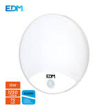 Aplique Redondo Exterior Led 13w 1850lm 6400k Ip44 Ø25x4,9cm Con Sensor De Movimiento Edm