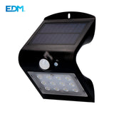 Aplique Solar 1,5w 220lm Recargable. Sensor De Presencia (2-6m) Color Negro 9,5x7,3x13cm Edm