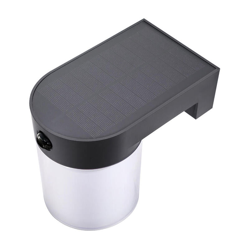 Aplique Solar Cilindrico 4 W 500 Lm, 3.000/4.000/6.500 K, Con Sensor, Negro