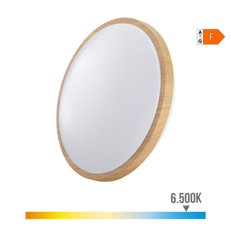 Aplique Superficie Circular Led 18w 1820lm 6500k Ø33x5,5cm Efecto Madera Edm