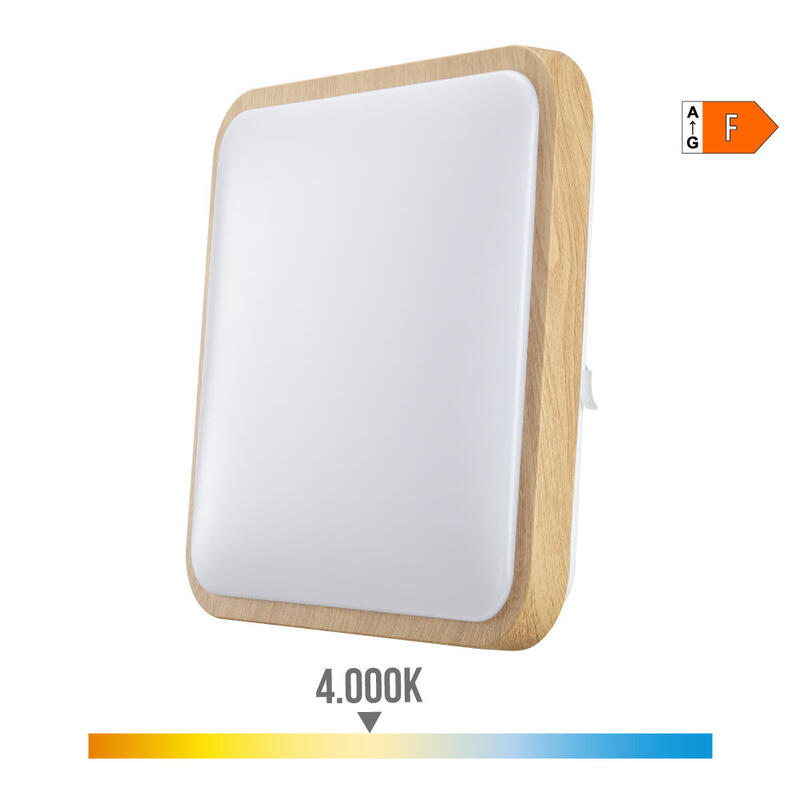 Aplique Superficie Cuadrado Led 18w 1820lm 4000k 33x4x33cm Efecto Madera Edm