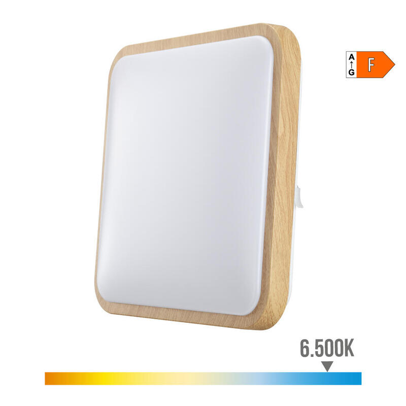 Aplique Superficie Cuadrado Led 18w 1820lm 6400k 33x33x7cm Efecto Madera Edm